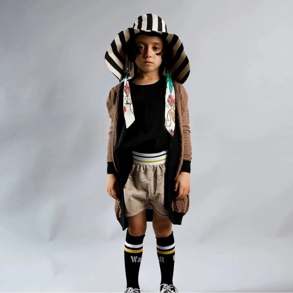 Brown and Black Long Cardigan for kids. By boutique brand Wold and Rita NWT